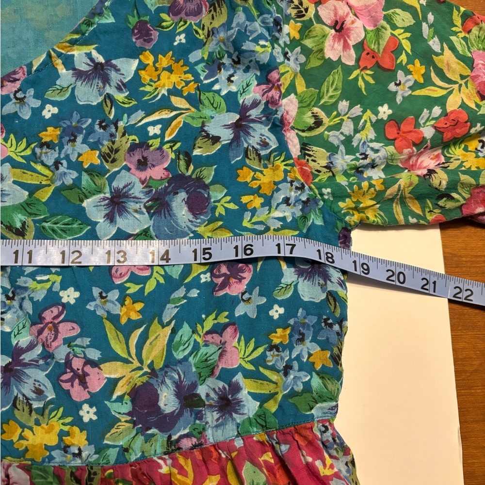 Colorful, tiered floral comfort wear dress. La Cera size medium - Picture 8 of 10